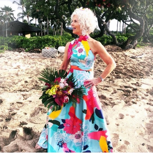 Laundry by Shelli Segal Floral Satin Maxi Dress. Elegant Wedding Guest Formal - Picture 2 of 9